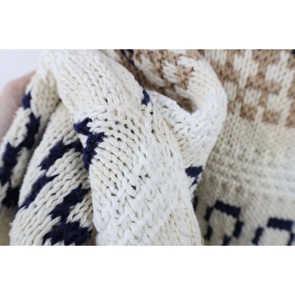 Vtg 90s Streetwear Mens XL Distressed Chunky Cotton Fair Isle Knit Sweater USA - Picture 8 of 13